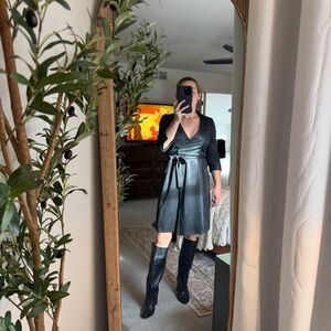 Vintage Julie Brown metallic Black Wrap Dress